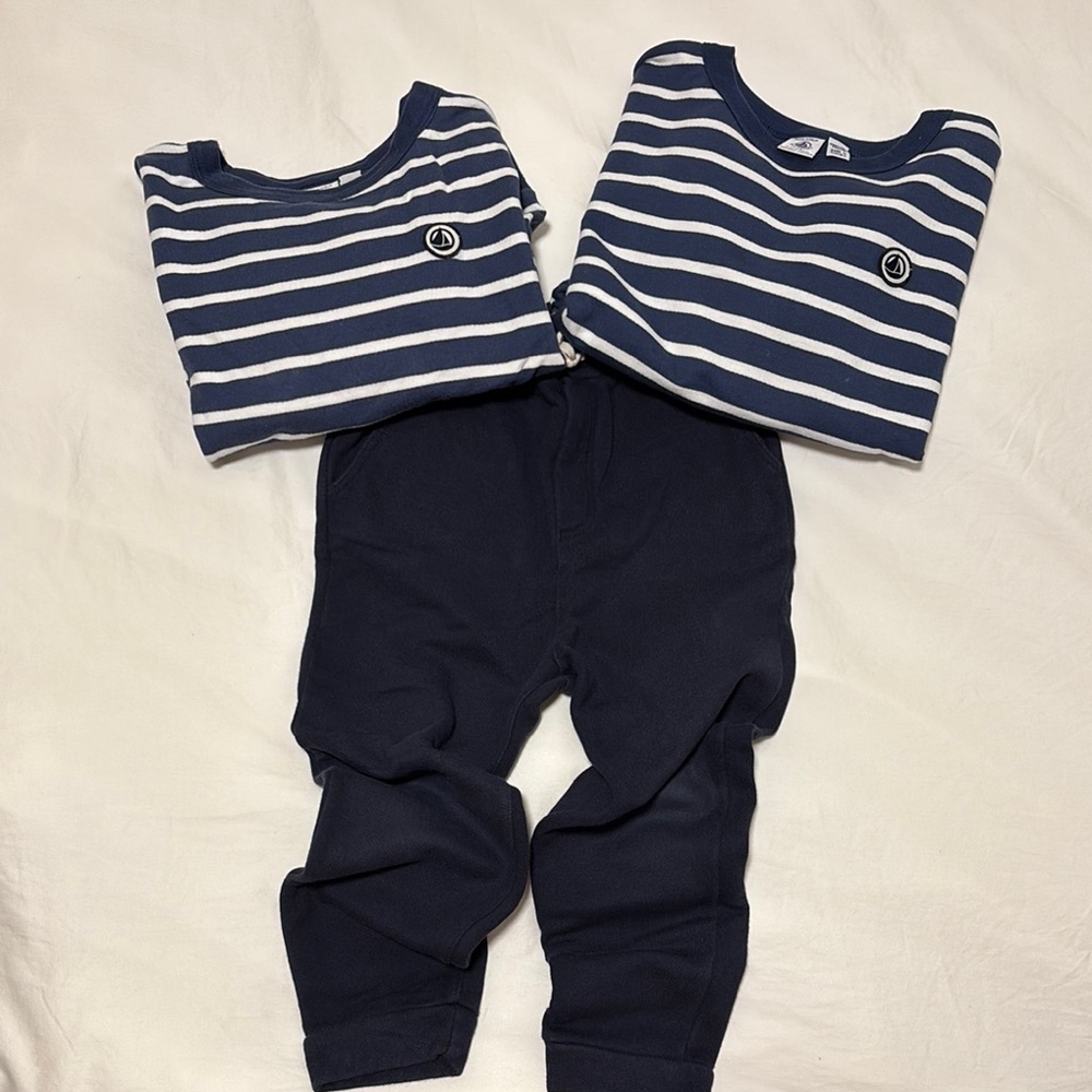 Petit Bateau Organic Cotton Pullover Sweater and Jogger Pants